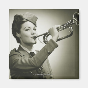 Woman in Soldier Uniform Magnet
