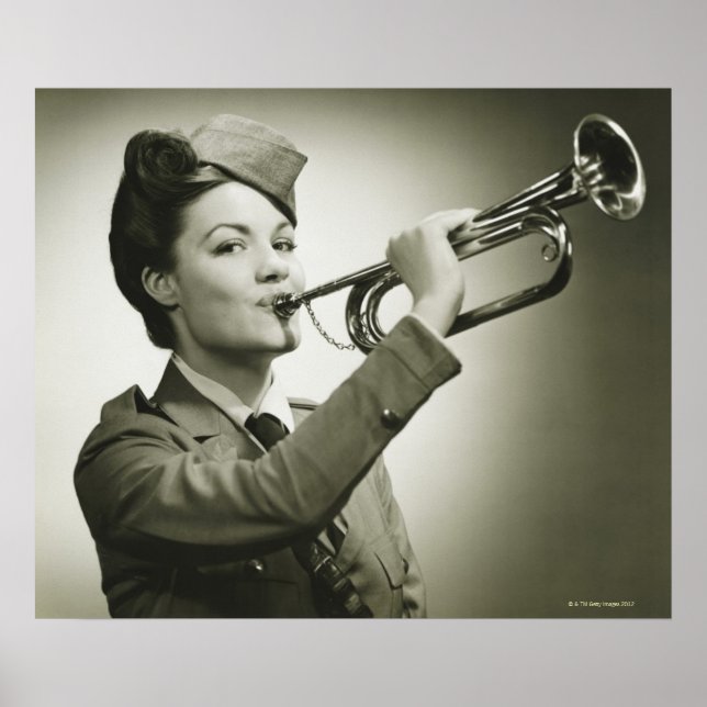 Woman in Soldier Uniform Poster (Front)