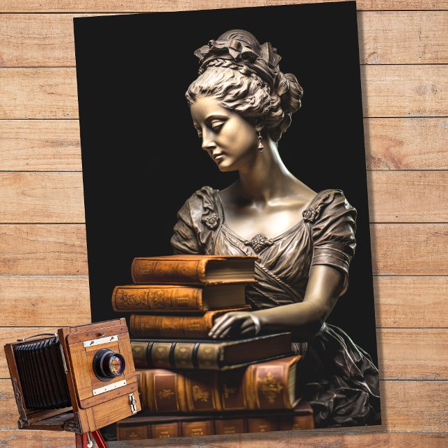 Woman in Stone with Books 1 Decoupage Paper (Creator Uploaded)