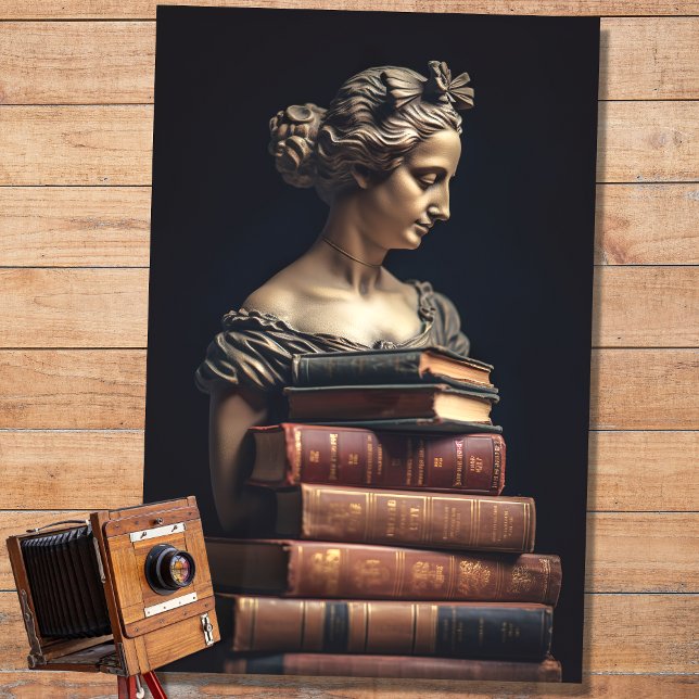 Woman in Stone with Books 3 Decoupage Paper (Creator Uploaded)