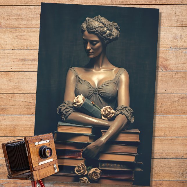 Woman in Stone with Books 4 Decoupage Paper (Creator Uploaded)