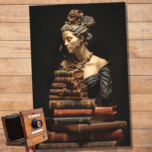 Woman in Stone with Books 5 Decoupage Paper (Creator Uploaded)