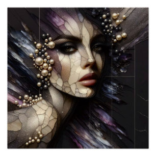 Woman In Style - Stained Glass Artwork Poster