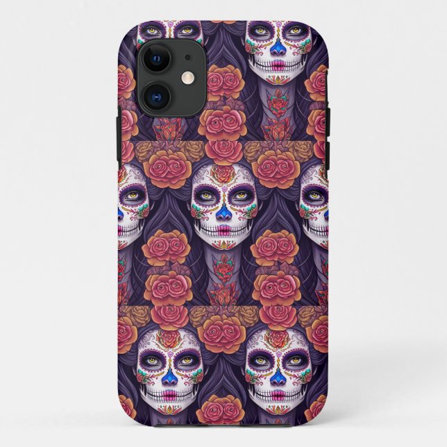 Woman in Sugar Skull Makeup Art Case-Mate iPhone Case (Back)