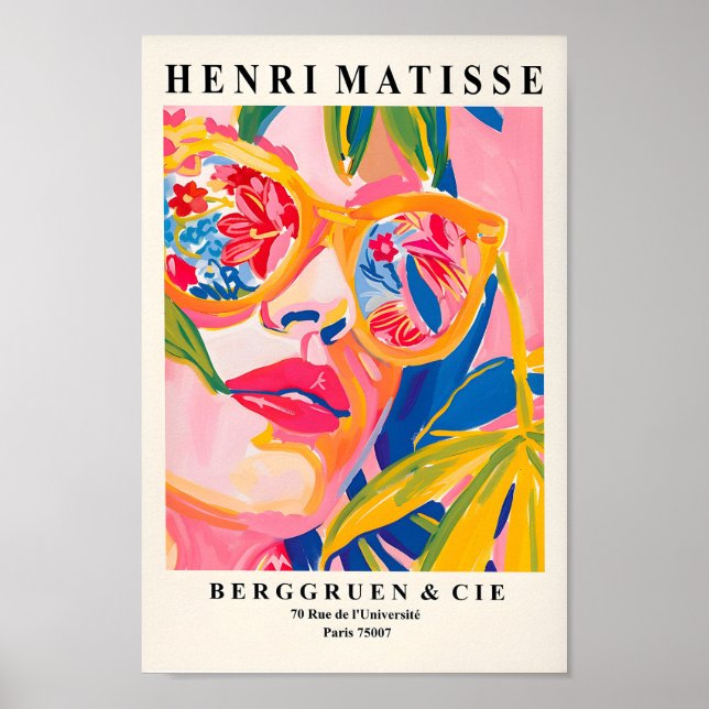 Woman In Sunglasses, Summer Tropical Poster, Pink  Poster (Front)