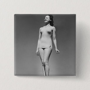 Woman in Swimsuit 15 Cm Square Badge