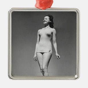 Woman in Swimsuit Metal Ornament