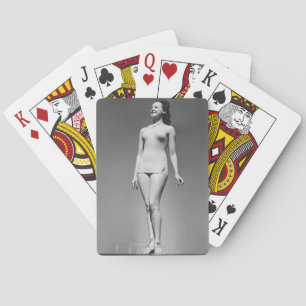 Woman in Swimsuit Playing Cards