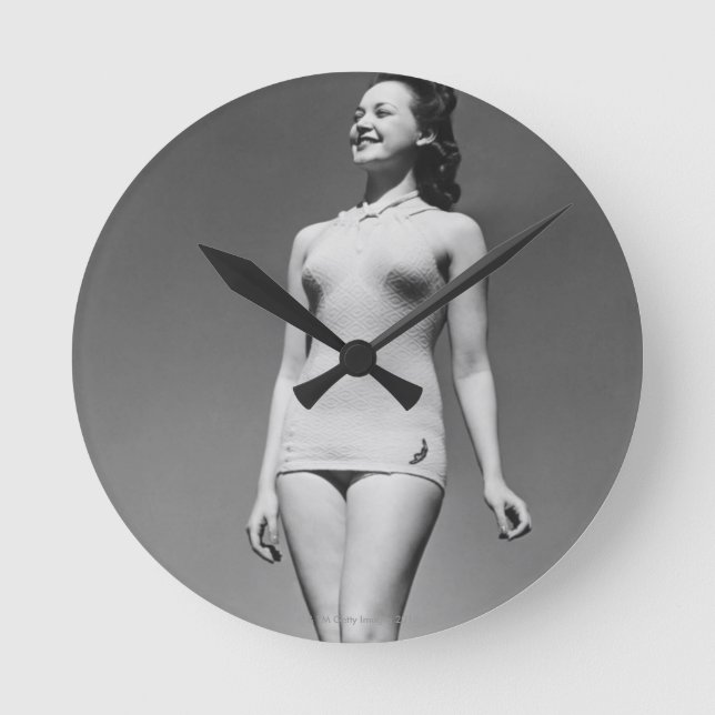 Woman in Swimsuit Round Clock (Front)