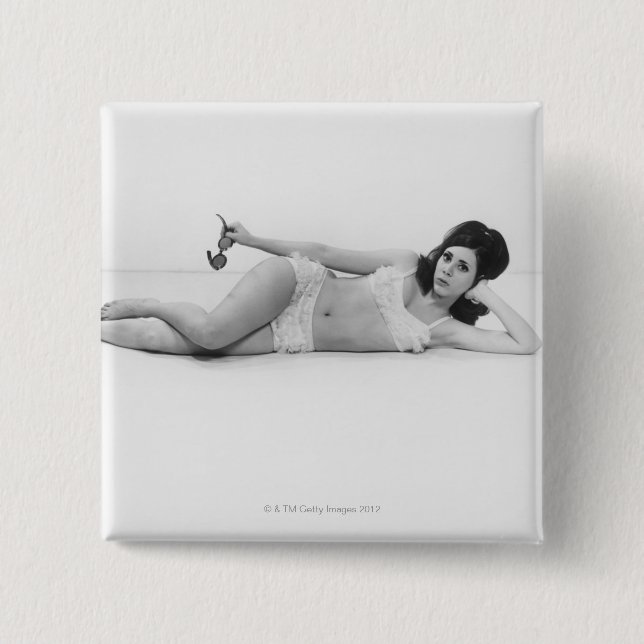 Woman in Swimwear 15 Cm Square Badge (Front)