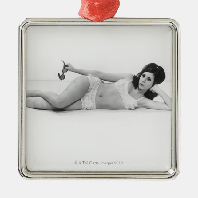 Woman in Swimwear Metal Ornament (Front)