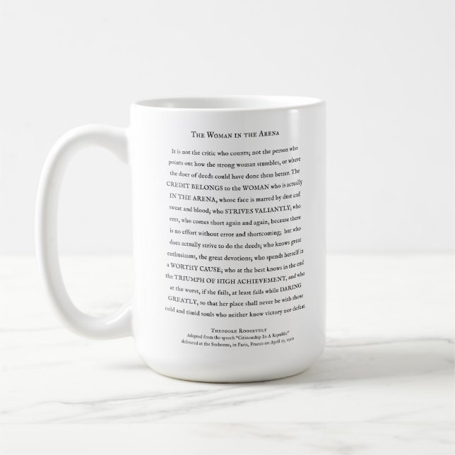 Woman in the Arena inspirational quote Coffee Mug (Left)