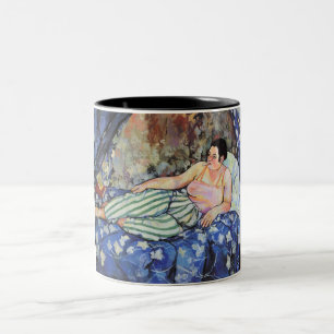 Woman in the Blue Bedroom (by Suzanne Valadon) Two-Tone Coffee Mug