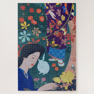 Woman in the Flower Garden, Goyō Hashiguchi Jigsaw Puzzle
