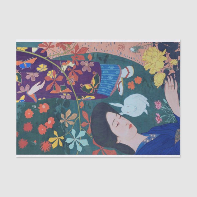 Woman in the Flower Garden, Goyō Hashiguchi Tissue Paper (Front)