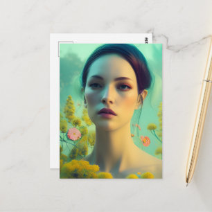 Woman in the Flowers Postcard