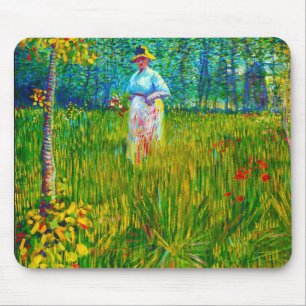 Woman in the Garden by Vincent Van Gogh Mouse Pad