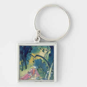 Woman in the Garden Key Ring