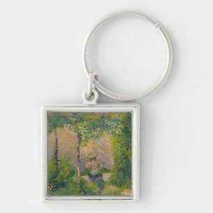Woman in the Garden (oil on canvas) Key Ring