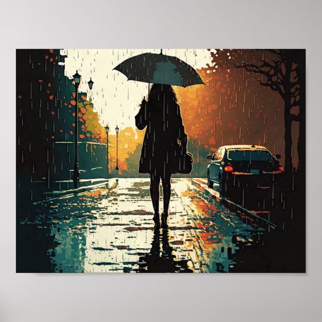 Woman in the rain poster (Front)