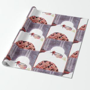 WOMAN IN THE SNOW,WINTER BEAUTY FASHION WRAPPING PAPER