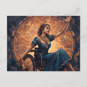Woman in Wheelchair Dances Happily Postcard