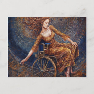 Woman in Wheelchair Dances Happily Postcard