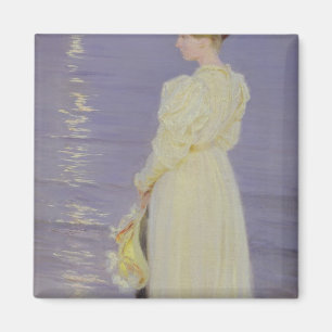 Woman in White on a Beach, 1893 Magnet