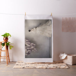  Woman in White Portrait & hanging Wisteria Art Fabric