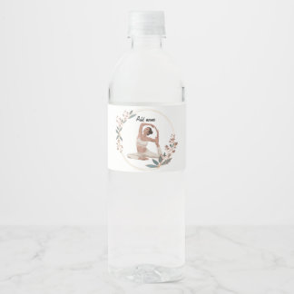 Woman in yoga pose bow flower boho  water bottle label