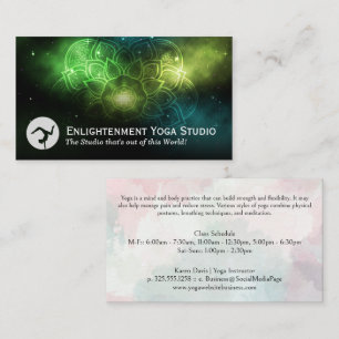 Woman in Yoga Pose   Mandala Pattern in Space Business Card