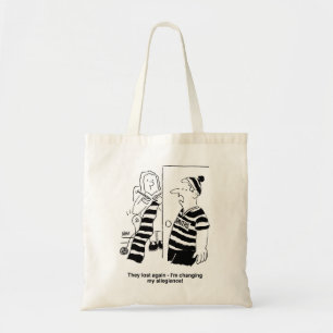 Woman is Knitting a Scarf for Football Fan Tote Bag