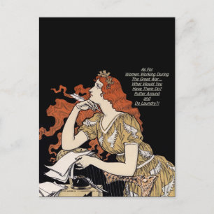 Woman Journalist at Her Desk Postcard