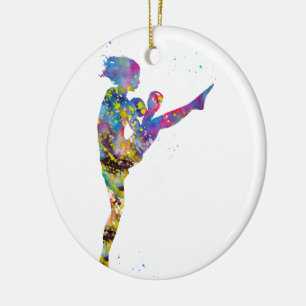 Woman kickboxer ceramic ornament