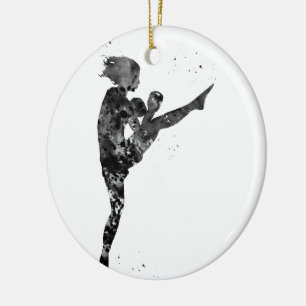 Woman kickboxer ceramic ornament