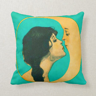 Woman Kissing the Moon Cushion
