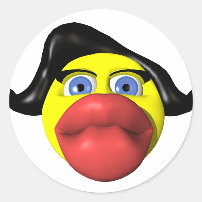 Woman kissing yellow classic round sticker (Front)