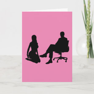 WOMAN KNEELING BEFORE A MAN SITTING IN CHAIR CARDS