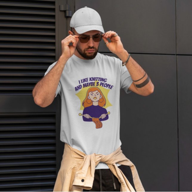 Woman Knitting Cartoon T-Shirt (Creator Uploaded)