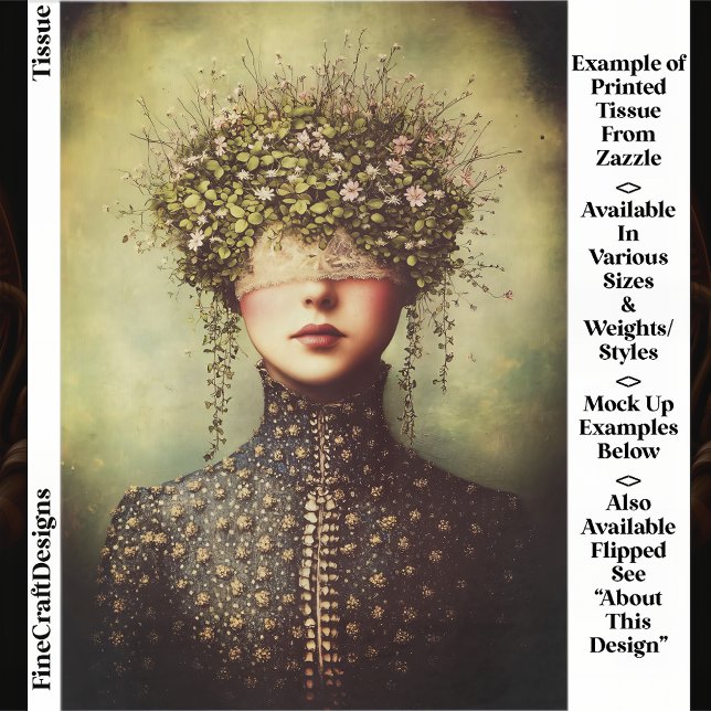 Woman, Lace Blindfold Floral Crown EM8F Decoupage Tissue Paper (Creator Uploaded)