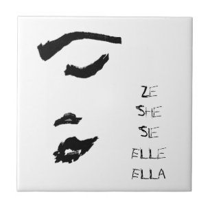 Woman Lady Face Sketch She Ze Elle Ella Sie Ceramic Tile