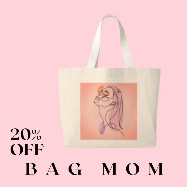 Woman Lady  Line Art  Face Drawing  Large Tote Bag (Creator Uploaded)