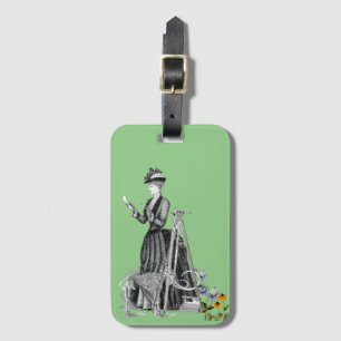 WOMAN LAND SURVEYOR WESTERN SURVEY VINTAGE LUGGAGE TAG