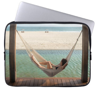 Woman Laying On A Hammock At A Small Hotel Laptop Sleeve