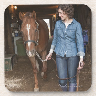 Woman leading horse coaster