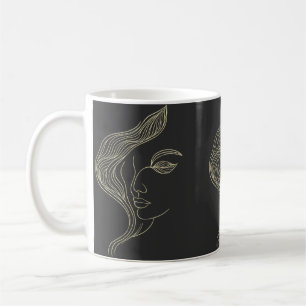 Woman Leaf Elegant Line Art Profile Coffee Mug