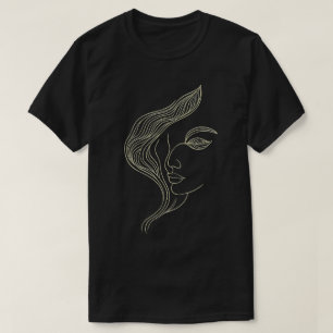 Woman Leaf Elegant Line Art Profile T-Shirt