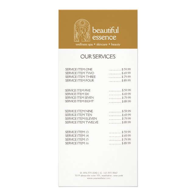 Woman Leaves Moon Arch SKINCARE Wellness Day Spa Rack Card (Front)