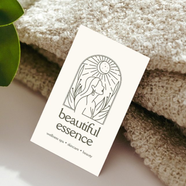 Woman Leaves Moon Arch Wellness Day Spa SAGE Business Card (Creator Uploaded)
