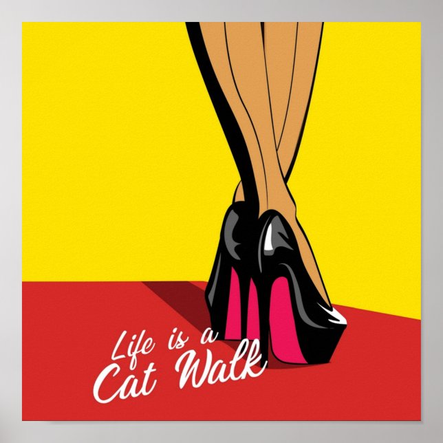 Woman legs in fashion high heels shoes Pop art ill Poster (Front)